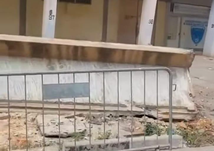 Queda de placa no Estádio da Cidadela expõe degradação da infra-estrutura